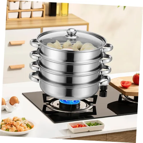 Vista 6 de Tofficu Multifuncional 4-capa Pot Vapor Hervir Olla Asiática para Stock Home Kitchen Accesorio