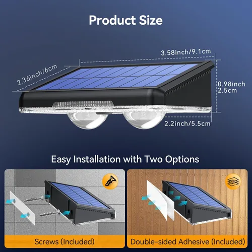 Vista 6 de TECKNET - Luces solares de valla para exteriores, paquete de 12 unidades, blanco cálido y 6 colores y RGB, luz de cubierta LED impermeable IP66
