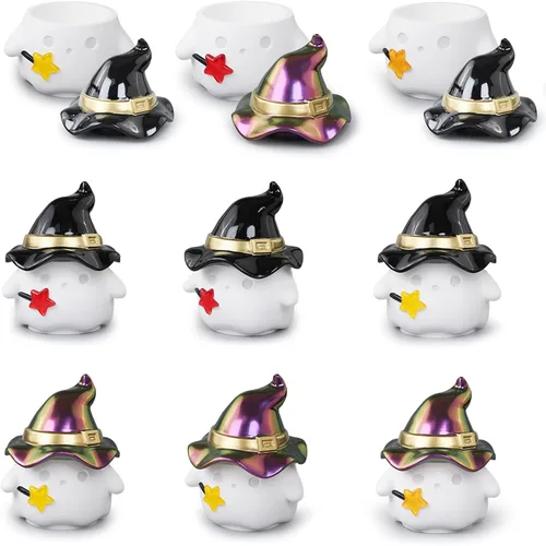 Vista 4 de Wehous Moldes de resina para frascos de Halloween con tapas, caja única con forma de bruja fantasma, moldes de silicona, lindo recipiente