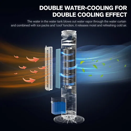 Vista 9 de FLOWBREEZE Aire acondicionado portátil sin ventanas, enfriador de aire evaporativo de 37 pulgadas con control remoto, tanque de agua de 2.5 L y 4