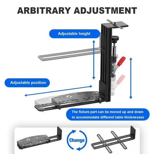 Vista 4 de Desk Mount for The Flight Sim Game Joystick Hotas Throttle Systems Flight Simulator Desk Mount Compatible with ThrustmasterLogitechTCA Officer
