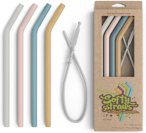 Vista 8 de Sorbetes reutilizables Pack de 4 sorbetes de silicona, Perfectas para smoothies y fiestas, vienen en envases ecológicos, Casual, Multilcolor Surtido