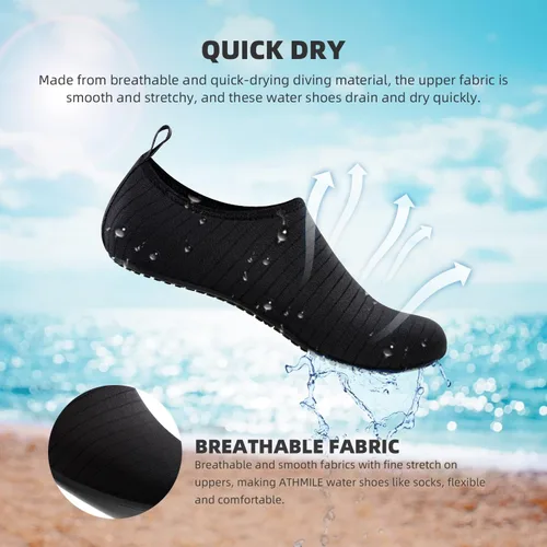 Vista 5 de ATHMILE Zapatos de agua de secado rápido para natación, playa, yoga, deportes, camping, accesorios para piscina o parque para mujeres, hombres
