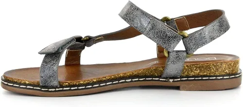 Vista 4 de Corkys Womens Melanie Metallic Flat Null Sandals Casual - BrownSilver