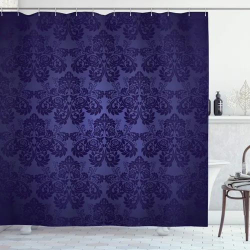 Vista 12 de Ambesonne Decor Collection, juego de cortina con ganchos para regadera