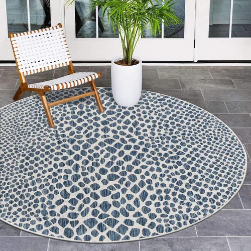 Vista 62 de Unique Loom Outdoor Collection Alfombra de área - Ciudad del Cabo (2' 2' x 3' 1' Rectángulo, Azul/Oliva)