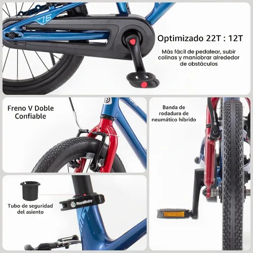 Vista 4 de RoyalBaby EZ-Shark Ultra-Light 16 Inch Kids Bike Azul (Deep Azure)