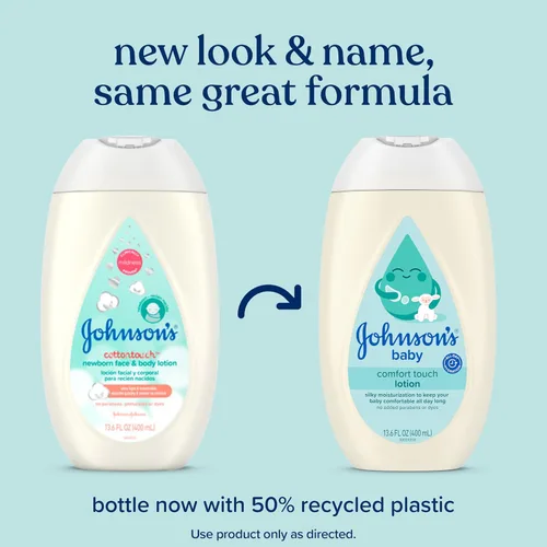 Vista 2 de Johnson's Baby Comfort Touch - Loción facial y corporal para bebé recién nacido, loción hidratante sedosa, esencial para bebés, hipoalergénica, sin