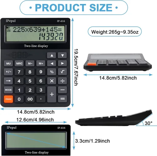 Vista 3 de Calculadora de escritorio, calculadoras básicas de escritorio iPepul con botones grandes y pantalla de 2 líneas, calculadora simple de 4 funciones
