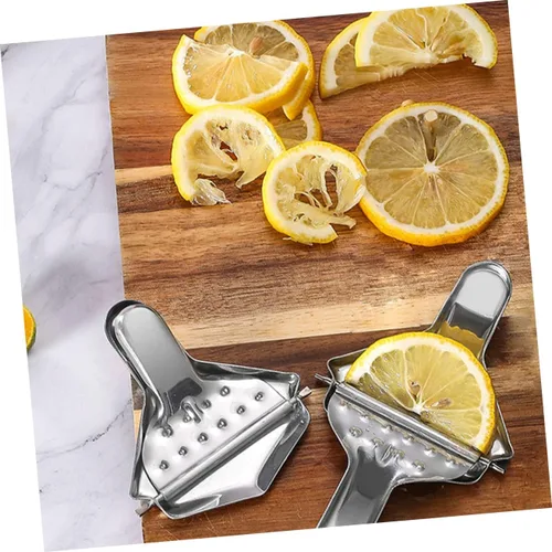 Vista 3 de Exprimidor manual de limón de acero inoxidable 2pcs para la prensa de frutas de la cocina del hogar con extracción y diseño eficientes de jugo