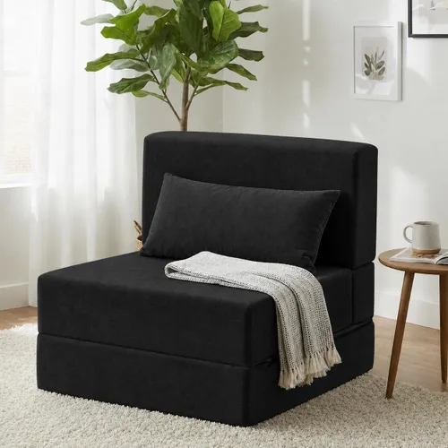 Vista 9 de Sofá cama plegable, silla convertible sin montaje, negro