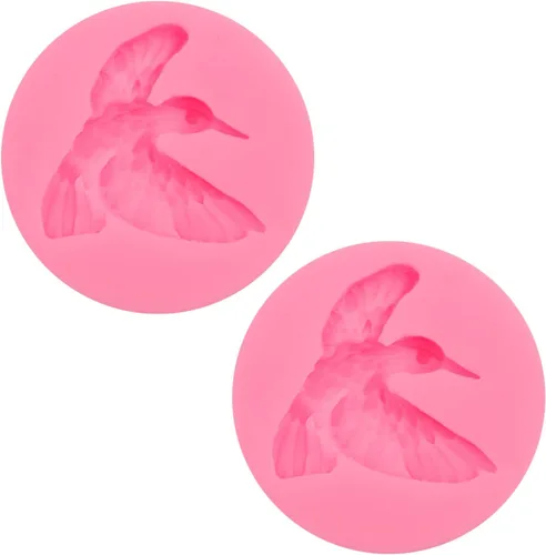 Vista 9 de Molde de silicona para colibrí, molde para decoración de pasteles de pájaros, rosa, juego de 2
