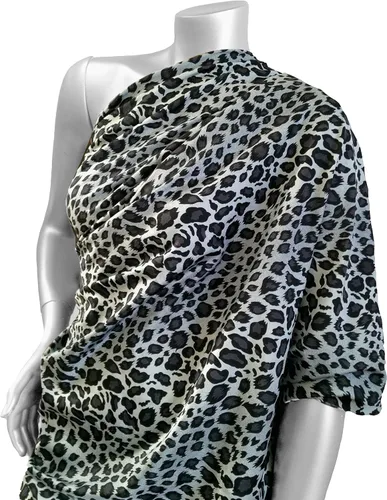 Vista 2 de The Yard - Estampado de leopardo en tela de tricot brillante de nailon elástico Spandex (gris)