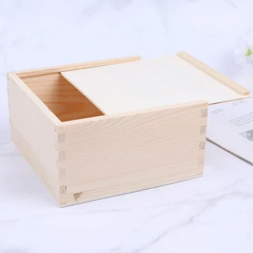 Vista 4 de Kisangel Caja de regalo de madera con tapa deslizante Caja