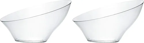 Vista 13 de Cuencos Plasticpro de plástico desechables, inclinados, redondeados, para servir aperitivos o ensaladas, resistentes, elegantes, S, Transparente