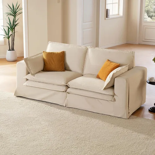 Vista 31 de Sofá modular lavable de gran tamaño de 89 pulgadas, sofá nube con funda totalmente extraíble, sofás seccionales para sala de estar, tela