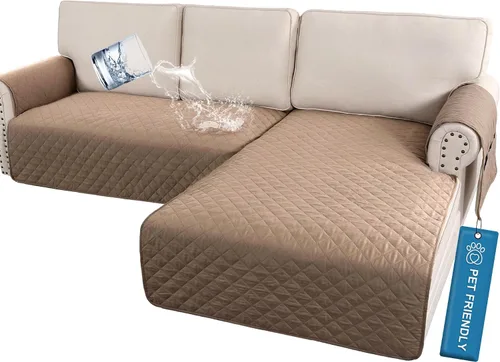 Vista 16 de H.VERSAILTEX Fundas de sofá para sofá seccional, 2 piezas, funda de sofá en forma de L, 100% impermeable y lavable, protector de sofá para perros