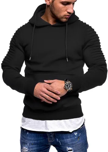 Vista 2 de COOFANDY Sudadera con capucha de entrenamiento para hombre, ligera, atlética, moderna, con bolsillo