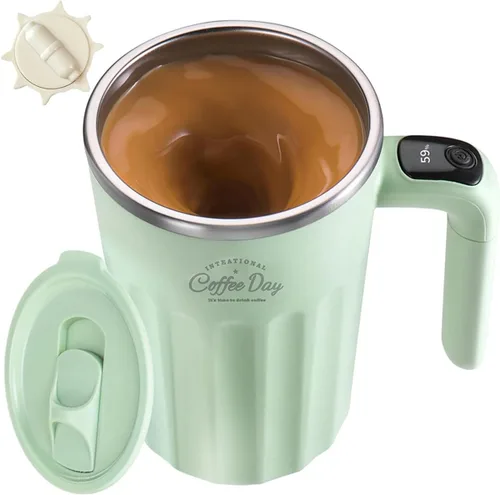 Vista 11 de Taza de café autoagitable, apta para café, leche, cacao y otras bebidas, botella aislada (temperatura negra, 12 onzas)
