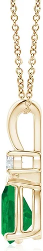 Vista 2 de Angara Natural Emerald Teardrop Pendant with Diamond in Silver14K Solid GoldPlatinum May Birthstone, Birthday, Engagement, Anniversary, Wedding