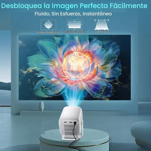 Vista 4 de Mini proyector inteligente WiFi Bluetooth, enfoque automático/Keystone