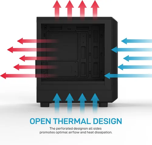 Vista 5 de ALSEYE Rams2.0 - Carcasa de PC de torre media Micro-ATX/ITX MATX, panel lateral de vidrio templado, filtros de polvo de control ARGB compatibles