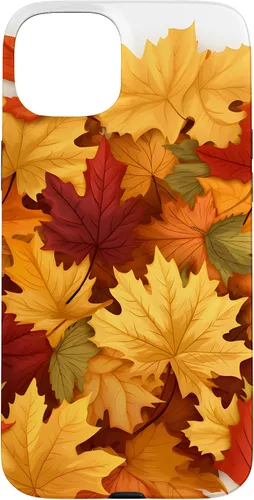 Vista 9 de Carcasa para iPhone 16 con texto en inglés "Fall Foliage Gathering of Autumn Leaves