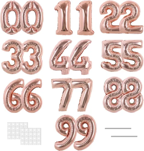 Vista 42 de TONIFUL Globos grandes de 50 pulgadas con números dorados del 0 al 9, globo digital grande de Mylar número 8 digital ocho para fiestas