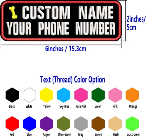 Vista 2 de 2 parches con nombre personalizados, parches tácticos extraíbles personalizados con gancho y bucle, parches bordados con nombre para mascotas, Hueso