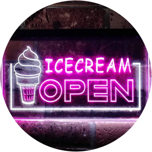 Vista 9 de ADVPRO Ice Cream Open Shop Dual Color LED Neon Sign Blue & Red 12" x 8.5" st6s32-m0079-br