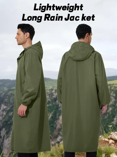 Vista 6 de UIQUR Chaqueta impermeable para hombre, ligera, larga, impermeable, rompevientos, ciclismo, correr, senderismo, plegable