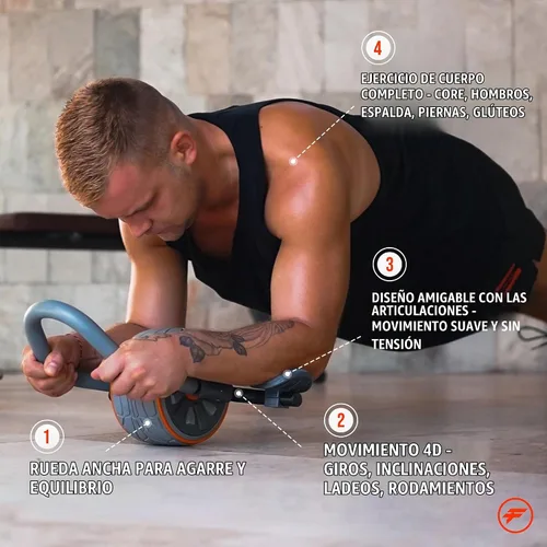 Vista 4 de CoreFlex4D - Rueda de rodillo para abdominales con soporte para codo, entrenador de núcleo multidireccional 4D para abdominales, oblicuos