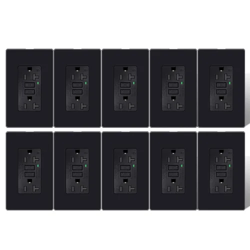 Vista 57 de Greencycle Toma GFCI de 15 amperios con puertos USB C y USB A, 1 unidad de toma eléctrica GFCI de prueba automática con USB, con indicador LED