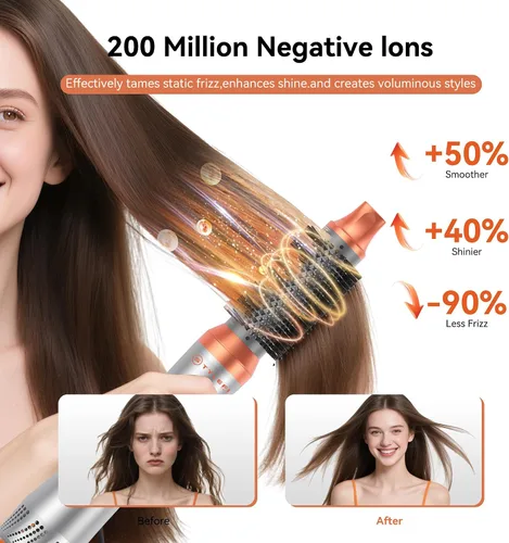 Vista 5 de Cepillo secador de pelo 5 en 1, cepillo secador de pelo de 110-120 V, secado rápido y 3 cepillos de cabello de aire caliente de temperaturas