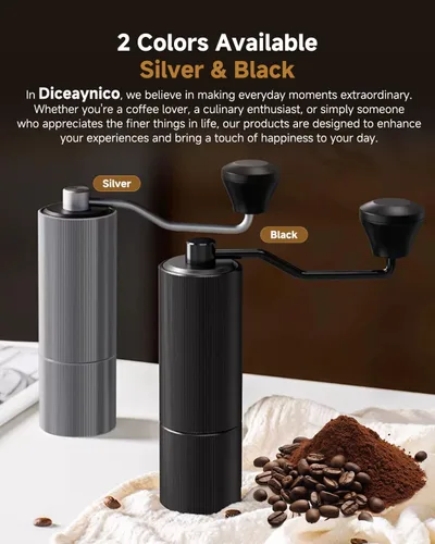 Vista 9 de Molinillo de café manual, molinillo de café de mano con 30 ajustes ajustables, fresas cónicas de espresso de acero inoxidable CNC 420, diseño