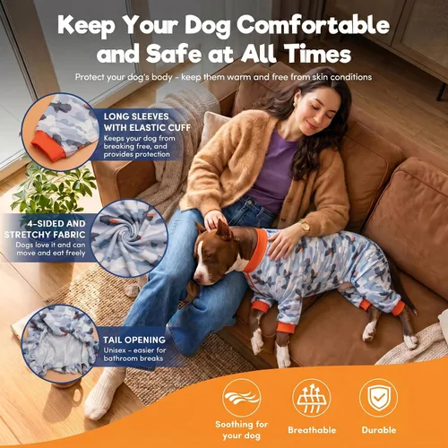 Vista 6 de LovinPet Bonitos trajes para perros grandes, estampado gris, talla M