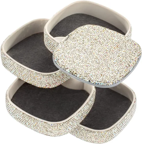 Vista 7 de UPPWOO Bling Jewelry Organizer - Caja de almacenamiento portátil pequeña para joyas, estuche brillante para mujeres, bandeja de joyería giratoria