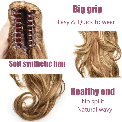 Vista 5 de LYRICAL HAIR Extensión de cola de caballo sintética para mujer, con cordón ajustable, pinza de mandíbula, larga, rizada, ondulada, extensión de cola