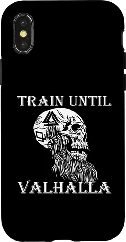 Vista 4 de iPhone 15 Train Until Valhalla Fitness Weight Training Ragna Viking Case