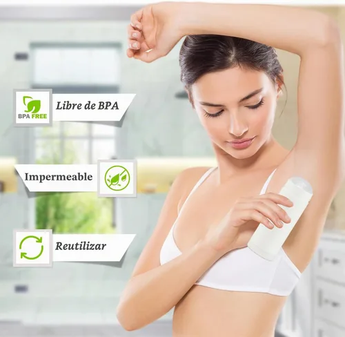 Vista 4 de Recipientes de desodorante blanco de 2.0 fl oz/2 oz botella de llenado de plástico para desodorante recargable en barra para crayón bálsamo labial