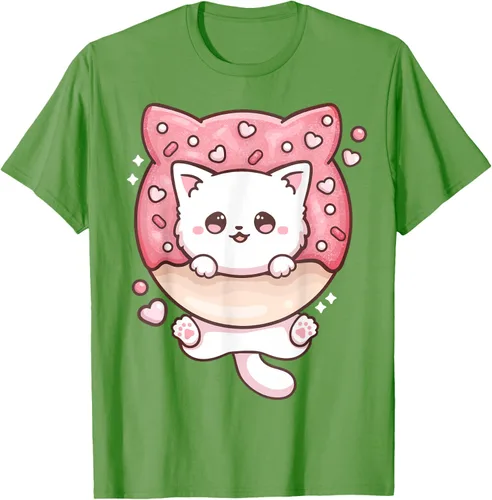 Vista 15 de Camiseta Kawaii Cat Donut Anime Lover Otaku, Negro
