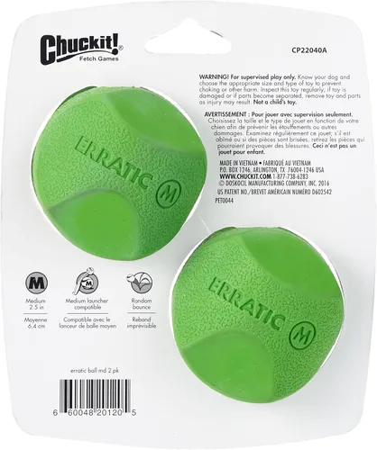 Vista 3 de ChuckIt! Erratic Ball - Juguete para perros medianos (paquete de 2) para interiores y exteriores