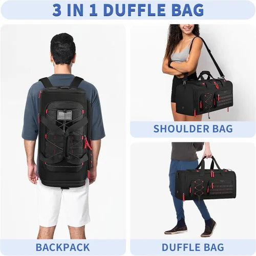 Vista 5 de Bosstin Bolsa de gimnasio para hombres y mujeres, 45L de viaje, bolsa de lona deportiva, mochila de viaje para gimnasio, fin de semana, mochila