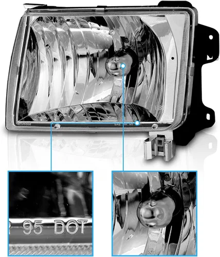 Vista 3 de AmeriLite para Nissan 1998-2000 Frontier / 2001 Xterra Faros Delanteros de Repuesto Transparentes Cristalinos Par - Lado del Pasajero y del Conductor