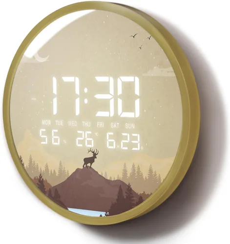 Vista 10 de Reloj de pared LED digital para el hogar y la oficina, bohemio, 12" Estilo bohemio