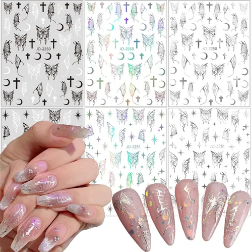Vista 35 de 30 hojas de calcomanías de uñas para el día de San Valentín, diseño de flores, corazón, pastel de frutas, serie de labios rojos, suministros de arte