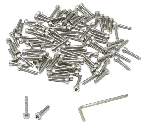 Vista 81 de iexcell Kit de tornillos de cabeza hexagonal de acero inoxidable 304, 100 unidades M2 x 0.157 in, paso de rosca de 0.016 in