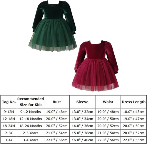 Vista 5 de ODIZLI Vestido de manga larga de terciopelo para niñas pequeñas