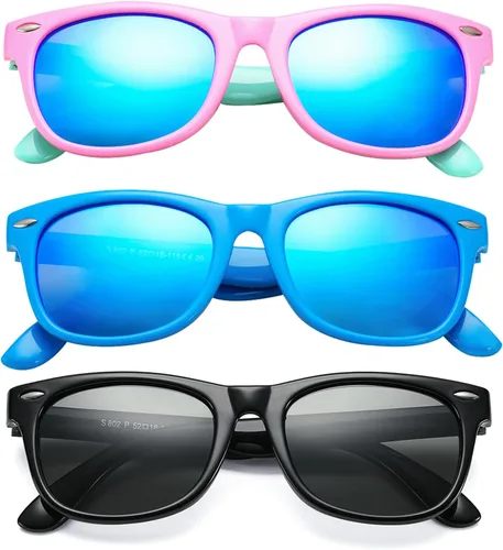 Vista 59 de Lentes de sol polarizados de goma elastómero termoplástico (TPEE) flexible, para niñas y niños de 3 a 9 años