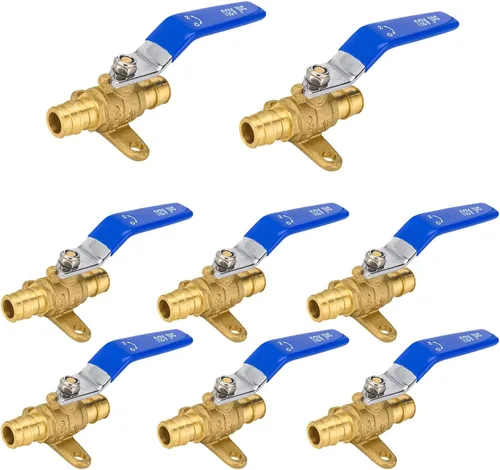 Vista 35 de Válvula de bola azul, válvula de cierre Pex A de 1/2 pulgada con oreja, válvula de bola de cierre Pex de puerto completo de latón para agua, aire